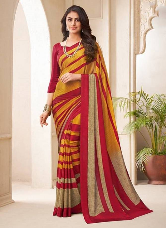 Yellow Colour Latest Fancy Designer Regular Casual Wear Printed Crepe Silk Saree Collection 3502B